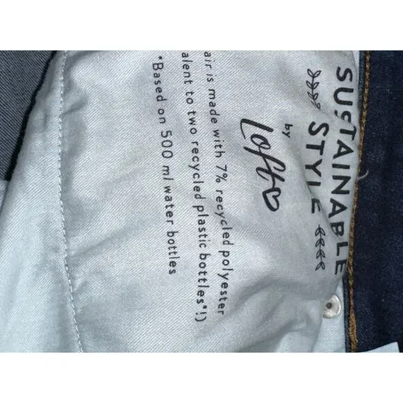 Loft Women’s Jeans Curvy Skinny Ankle Dark Wash raw hem Size 31/12 - Picture 6 of 7